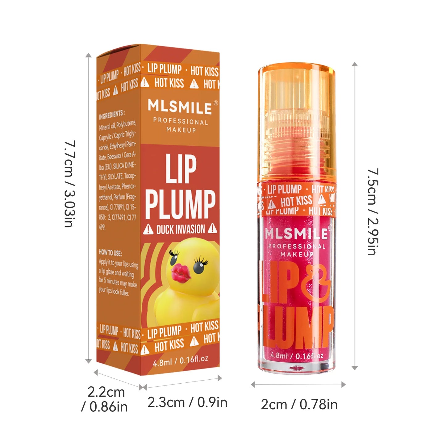 MLSMILE Duck Lip Plump Lip Oil Moisturizing Lip Gloss Mirror Water